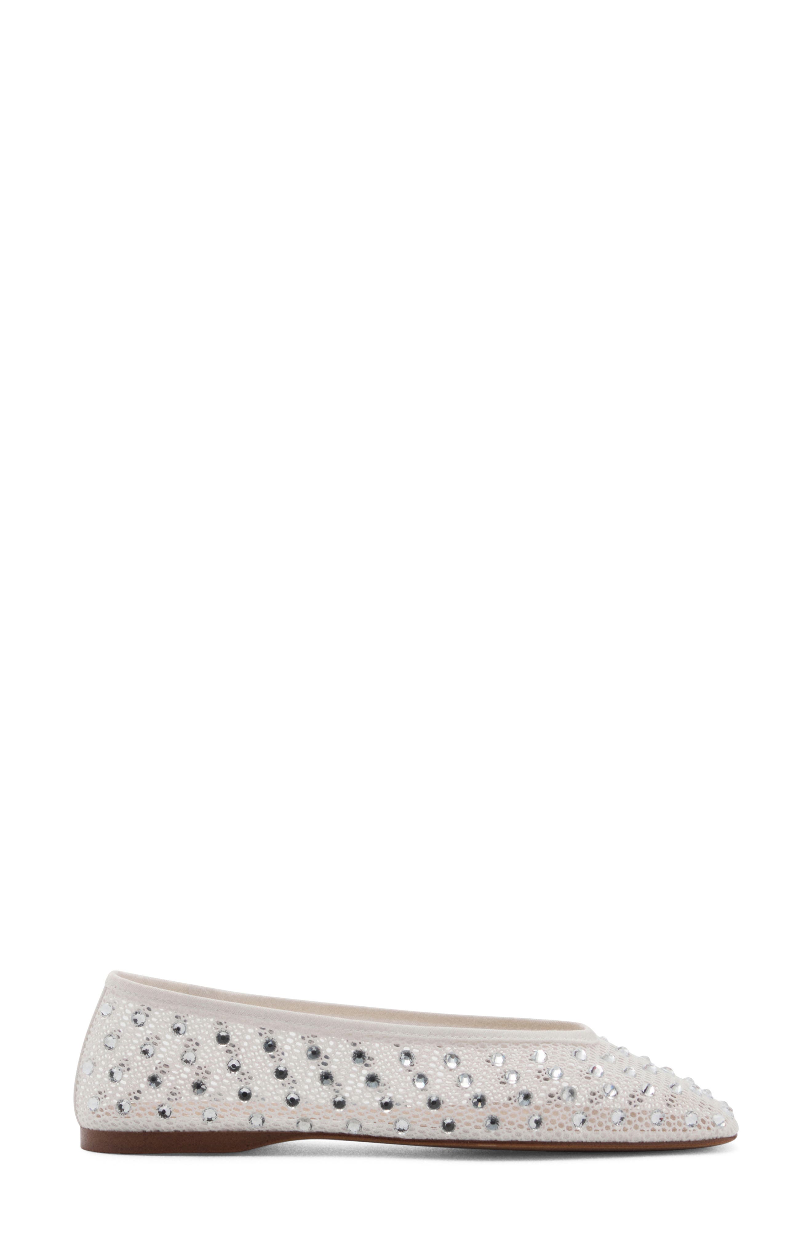 MANGO Embellished Ballet Flat, Alternate, color, White