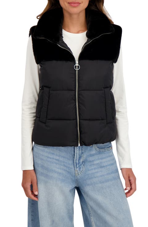 Water Resistant Mixed Media Puffer Vest