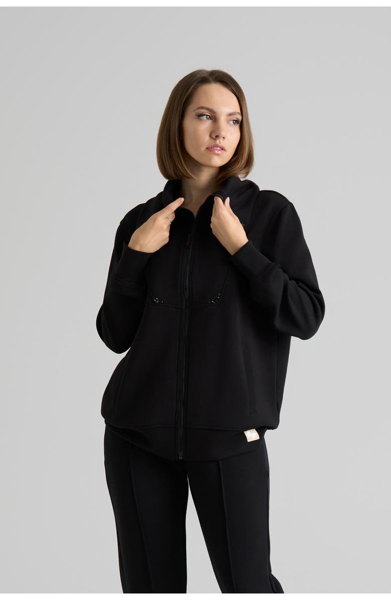 Le Fafo Raven Zip Up Jacket, Main, color, Black