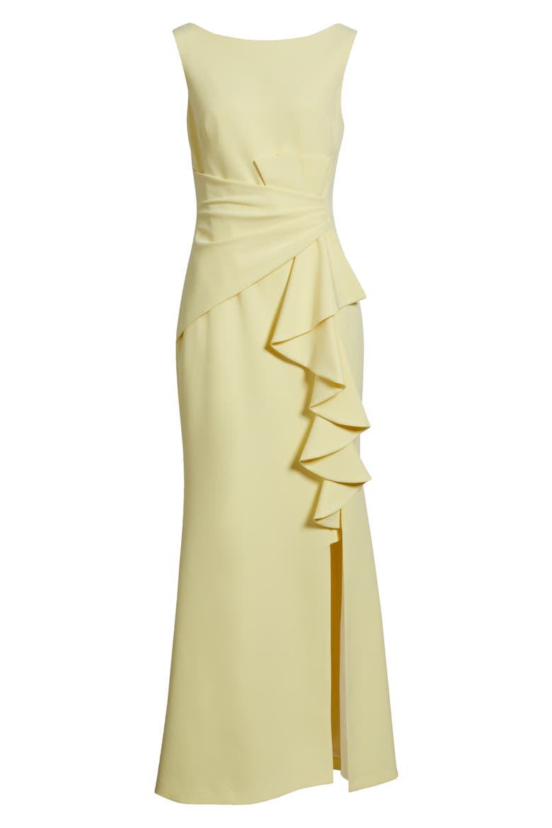 Cascade Ruffle Sleeveless Gown, Alternate, color, BUTTER