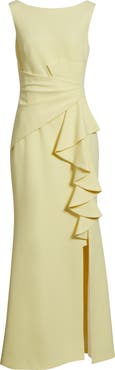 Eliza J Cascade Ruffle Sleeveless Gown