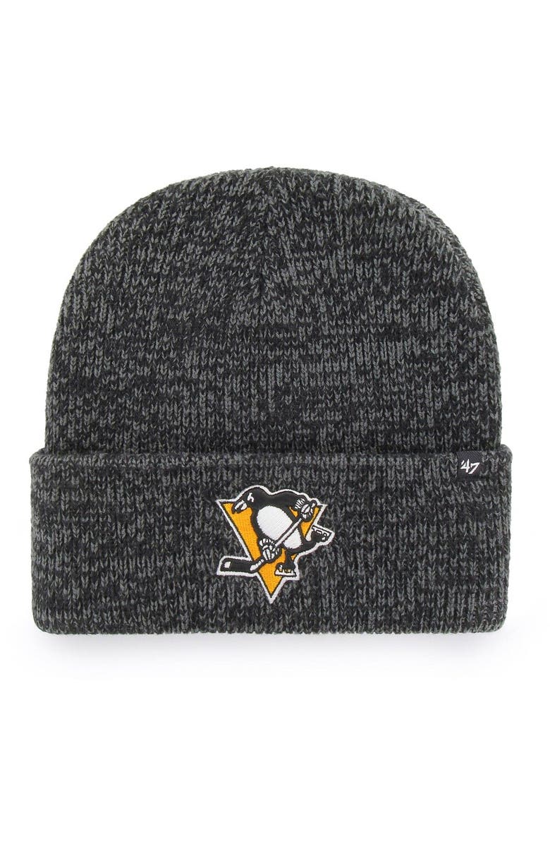 '47 Men's '47 Black Pittsburgh Penguins Brain Freeze Cuffed Knit Hat, Main, color,