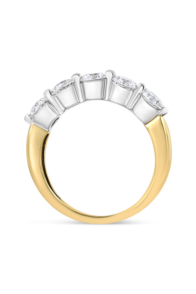 14K Gold 1 1/2 Cttw Round-Cut Diamond 5 Stone Ring Band, Alternate, color, Yellow