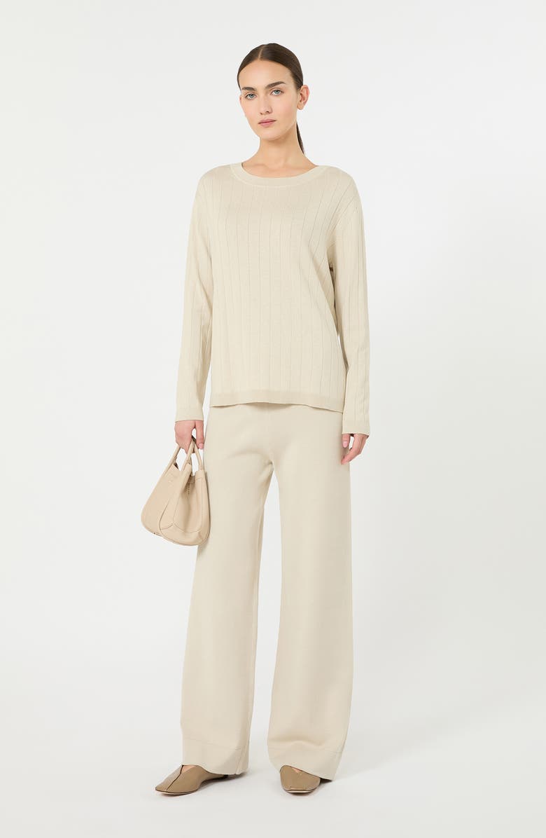 MM by Max Mara Attuale Rib Silk & Cotton Sweater, Alternate, color, Ivory