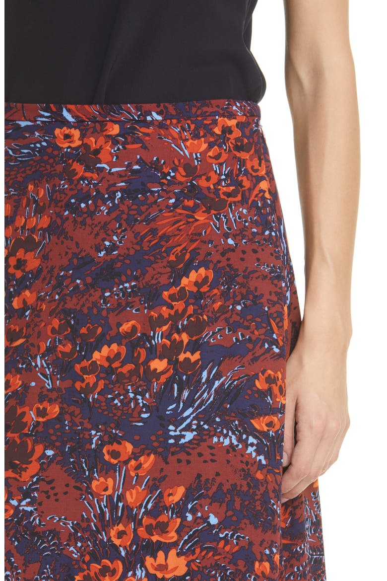 Andina Floral Print Midi Skirt, Alternate, color, FIRED CREPITUS