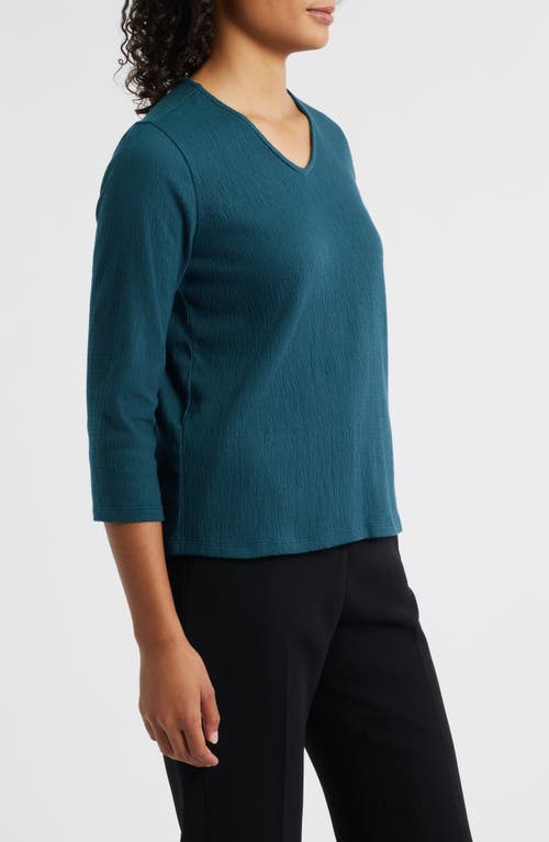 Eileen Fisher V-neck Texture Top In Blue