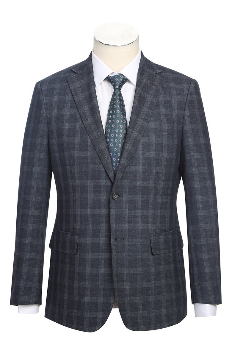 English Laundry Plaid Two Button Notch Lapel Suit, Alternate, color, Blue