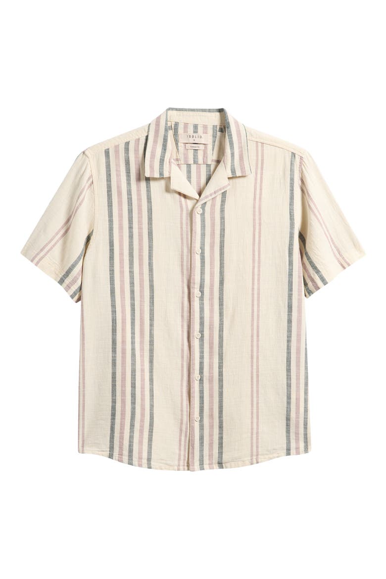 Isai Stripe Linen Blend Camp Shirt, Alternate, color, BUNGEE CORD