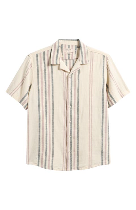 Isai Stripe Linen Blend Camp Shirt