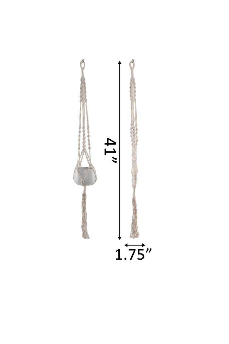 41" H Hanging Macramé Planter Hanger, Main, color, WHITE