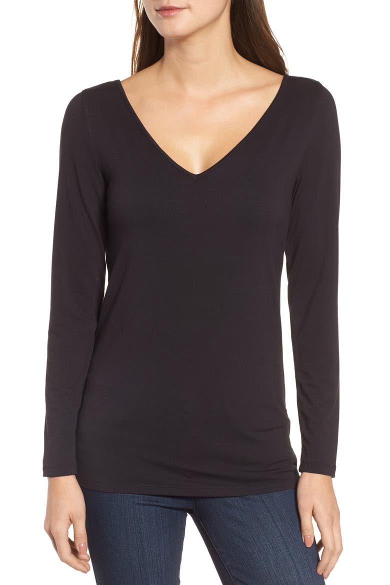 Reversible V-Neck Tee, Alternate, color, BLACK