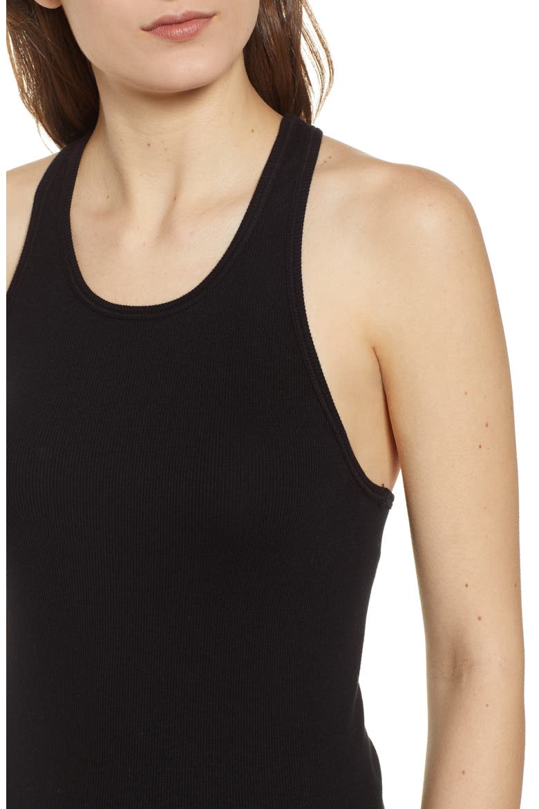 Rib Knit Racerback Tank, Alternate, color, BLACK