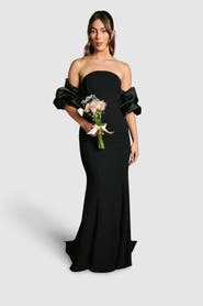 Coast Puff Sleeve Bardot Fishtail Maxi Dress