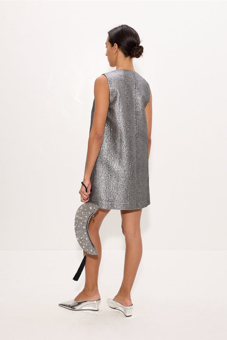 Fountain Metallic Mini Dress, Alternate, color, Pewter