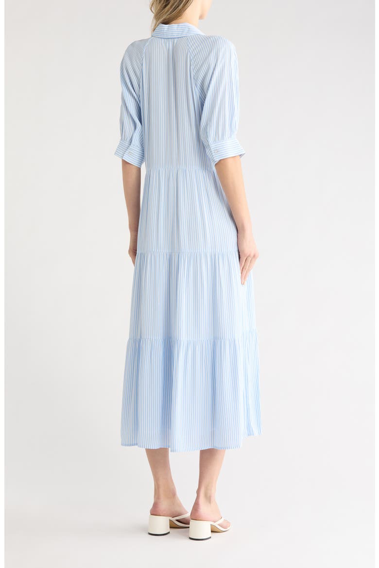 Tiered Midi Shirtdress, Alternate, color, WHITE BLUE STRIPE
