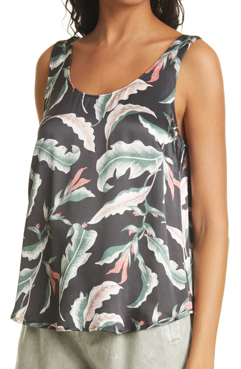 Rails Ida Leaf Print Satin Tank, Alternate, color,