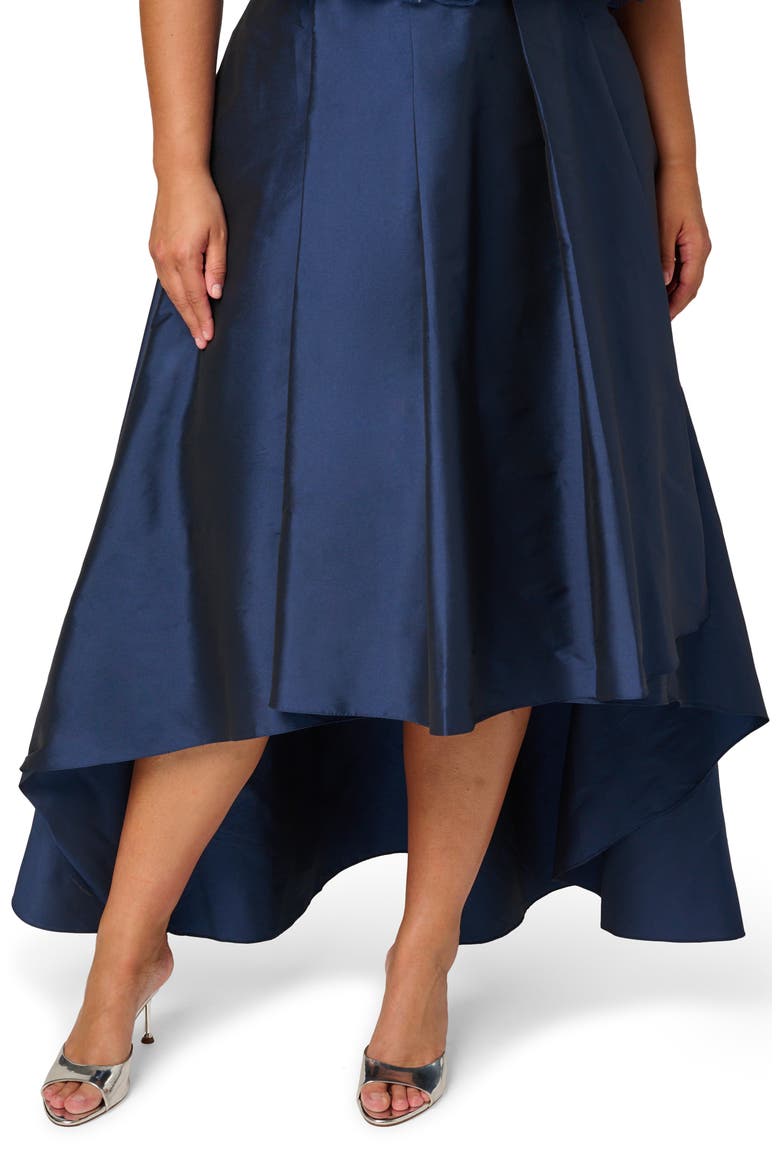 Floral Bead Cape High-Low Taffeta Gown, Alternate, color, LIGHT NAVY