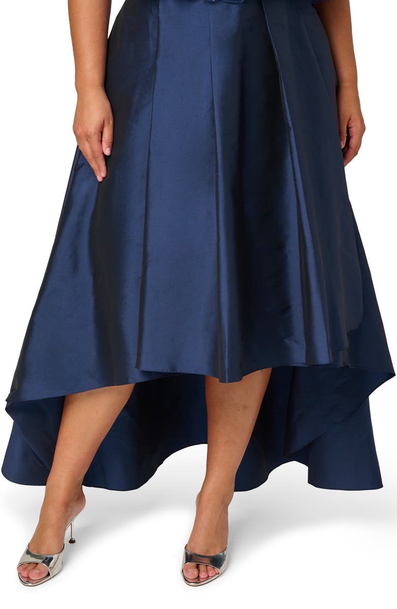 Adrianna Papell Floral Bead Cape High-Low Taffeta Gown, Alternate, color, Light Navy
