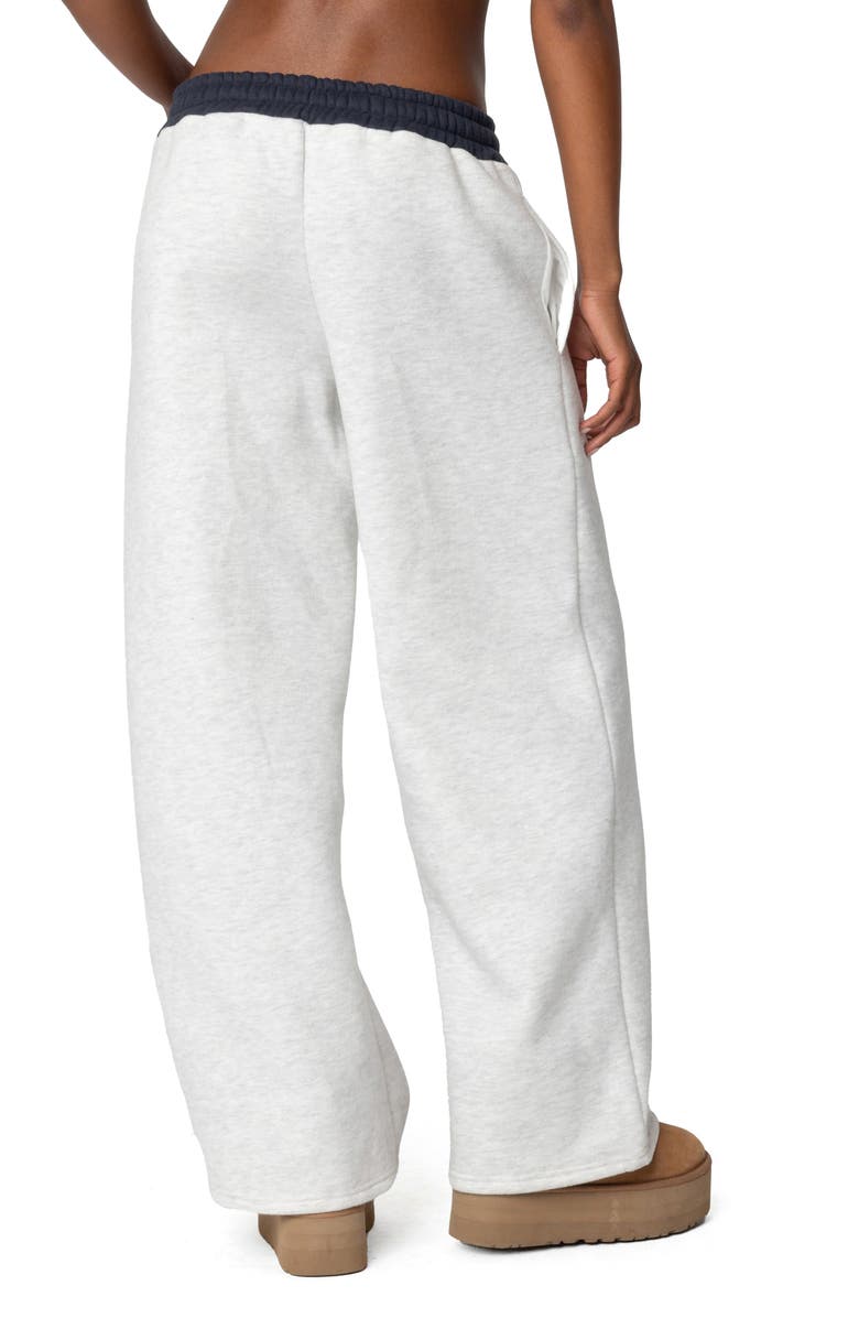 EDIKTED Contrast Waist Logo Wide Leg Sweatpants, Alternate, color, Gray-Melange