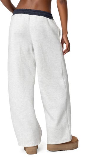 Contrast Waist Logo Wide Leg Sweatpants