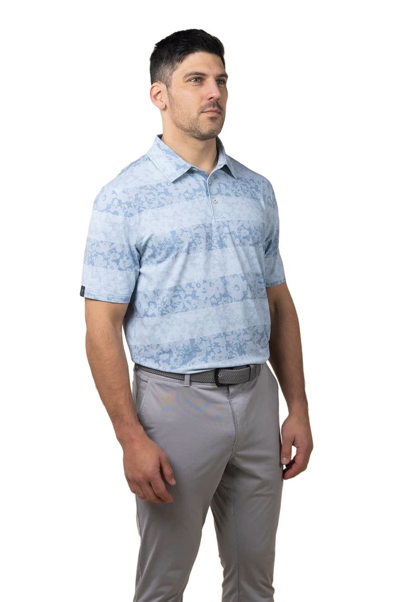 ASHWORTH GOLF Floral Rugby Polo, Alternate, color, Denim