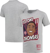 Mitchell & Ness Youth Mitchell & Ness Isiah Thomas Gray Detroit Pistons Hardwood Classics King of the Court Player T-Shirt