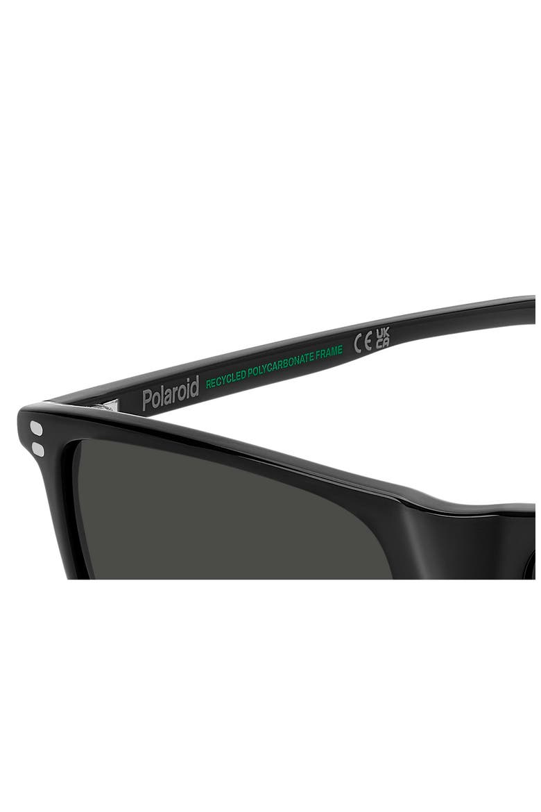 55mm Polarized Rectangular Sunglasses, Alternate, color, BLACK/ GREY POLAR