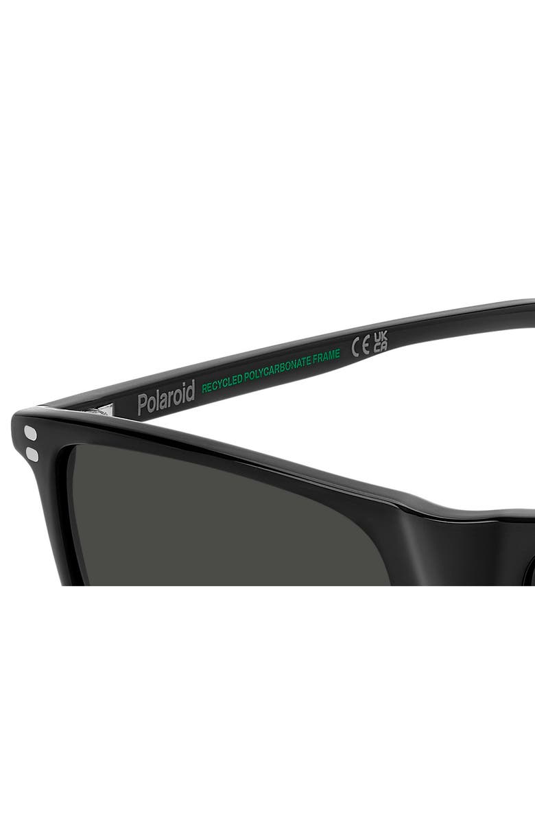 Polaroid 55mm Polarized Rectangular Sunglasses, Alternate, color, Black/ Grey Polar