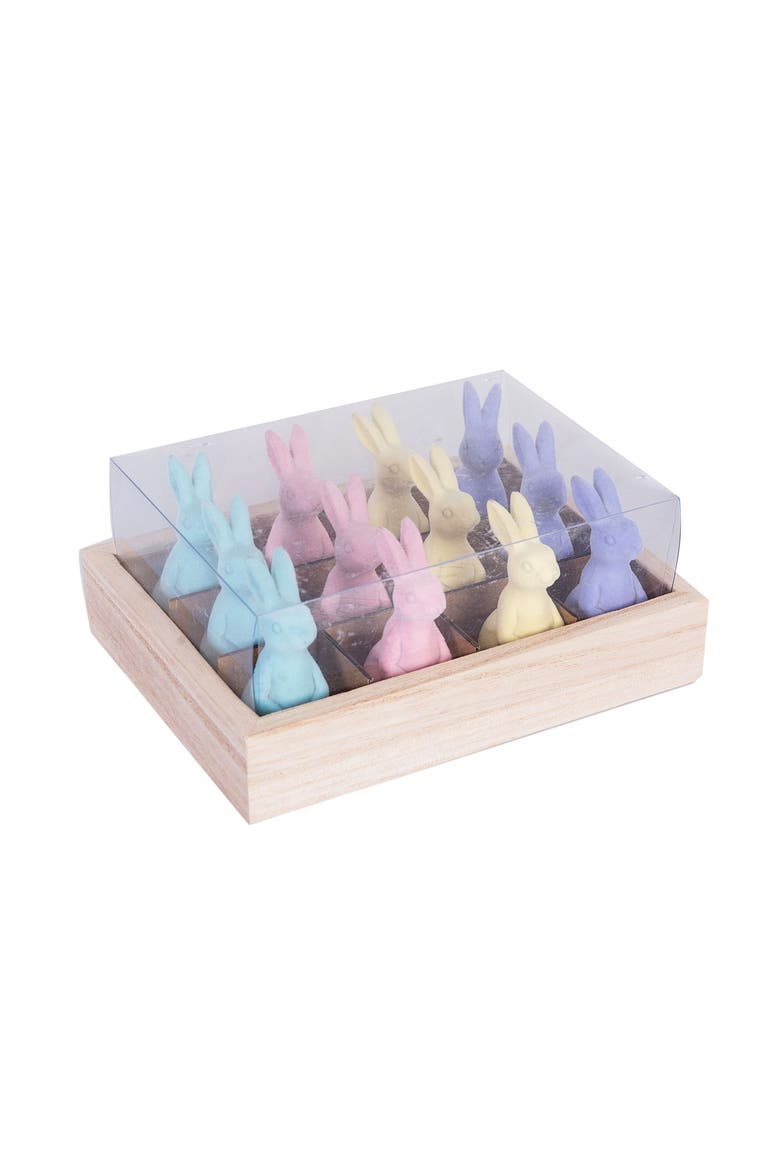 Flocked Easter Bunnies In Box Assortment of 12 Figurines, Alternate, color, Pink