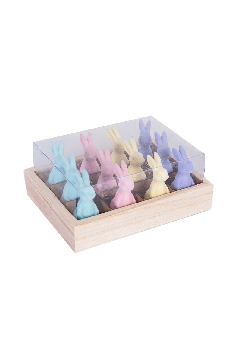 Gallerie II Flocked Easter Bunnies In Box Assortment of 12 Figurines, Alternate, color, Pink