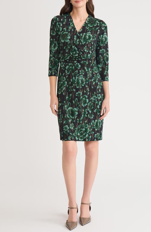 Kasper Metallic Faux Wrap Dress In Multi