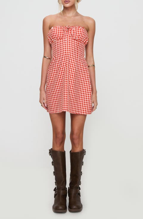 Double Date Gingham Strapless Minidress