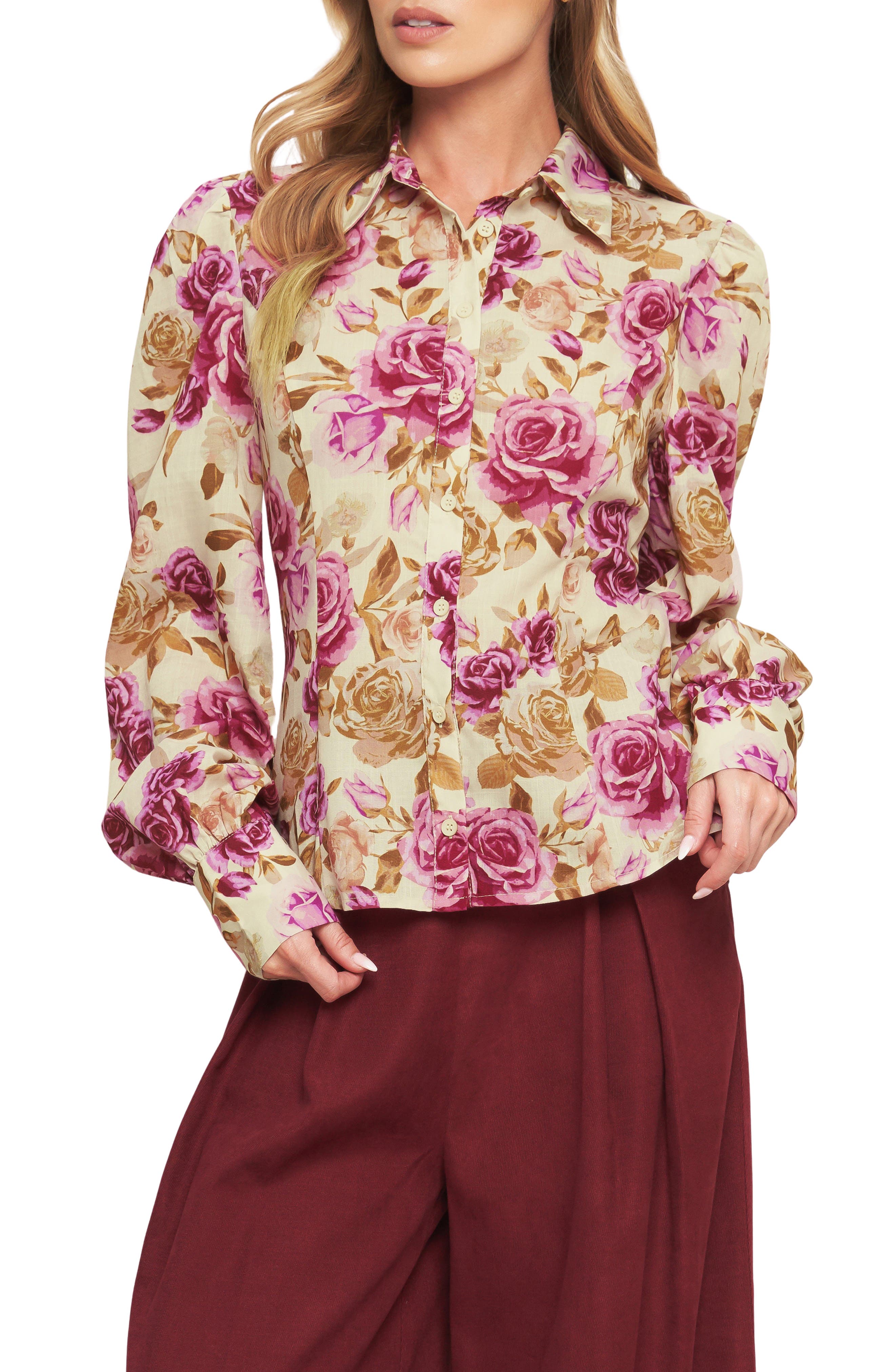 FLYING TOMATO Button Front Long Sleeve Top