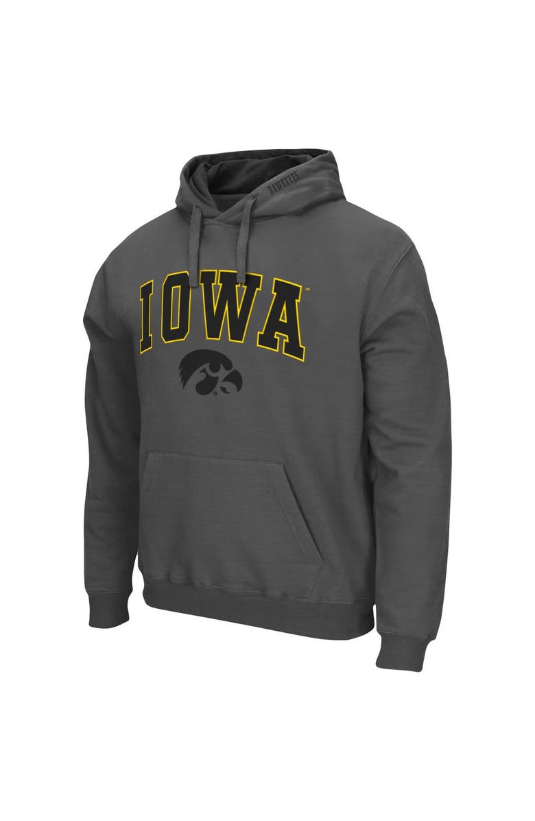 COLOSSEUM Men's Colosseum Charcoal Iowa Hawkeyes Arch & Logo 3.0 Pullover Hoodie, Alternate, color, Charcoal