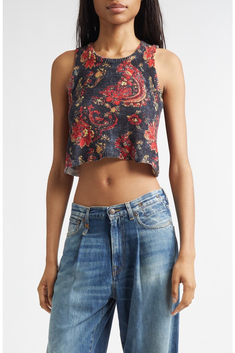 Floral Paisley Sweater Tank, Main, color, BLACK RED MULTICOLOR