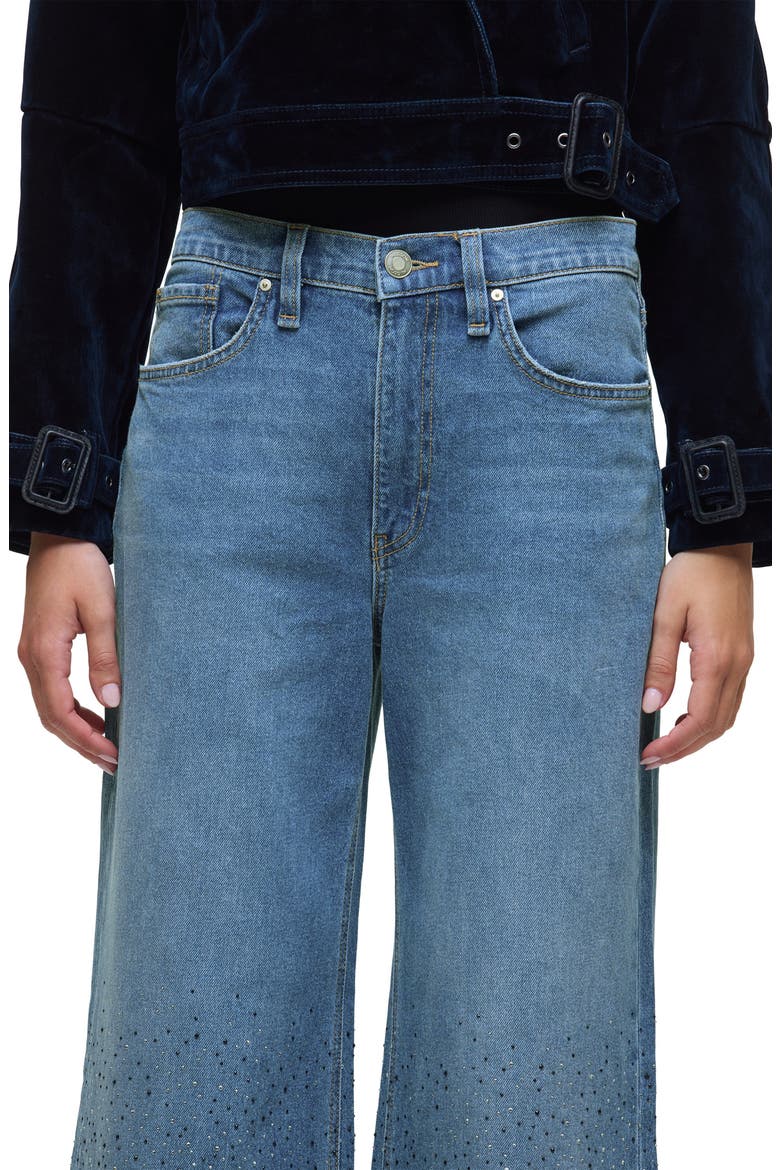 Jodie Embellished High Waist Wide Leg Jeans, Alternate, color, CRYSTAL BLUE