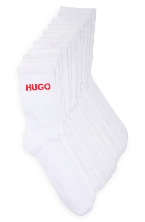 Rib Logo 6-Pack Crew Socks