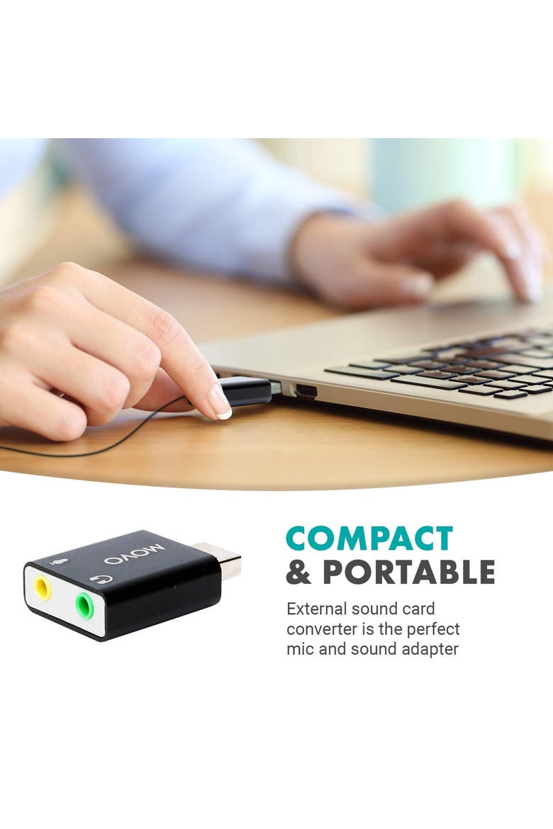 USB-AC 3.5mm TRS Microphone to USB 2.0 Stereo Audio External Sound Card Adapter for PC and Mac, Alternate, color, Black