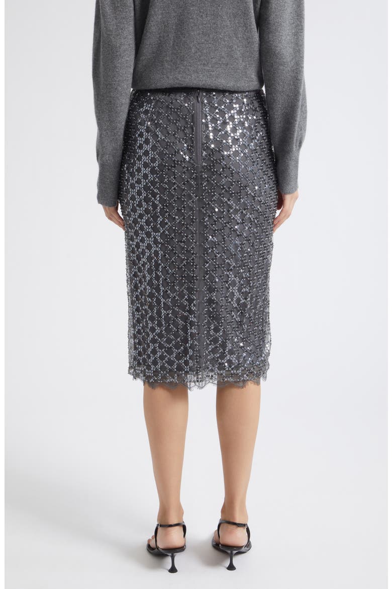 Sequin Trellis Lace Hem Skirt, Alternate, color, MEDIUM GREY