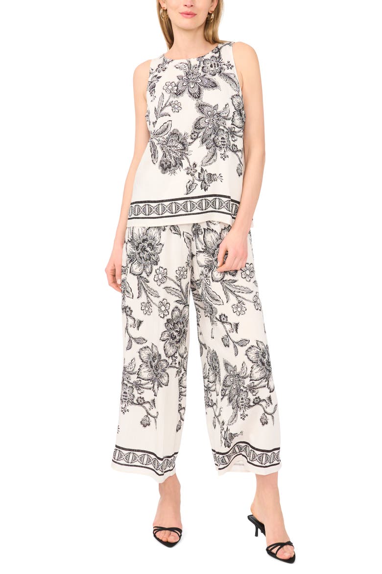 Sleeveless Print Top, Alternate, color, NEW IVORY BLACK TOILE