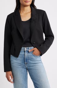 Wit & Wisdom Floral Appliqué Crop Jacket