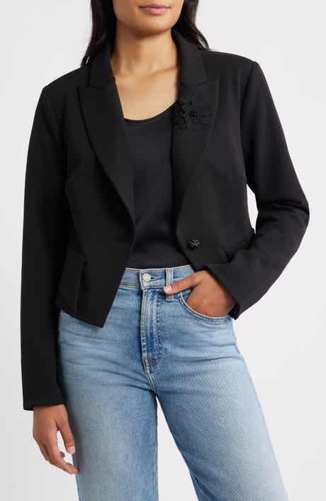 Wit & Wisdom Floral Appliqué Crop Jacket