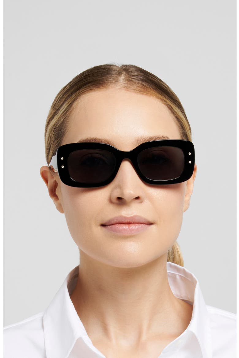 Her 50mm Rectangular Sunglasses, Alternate, color, BLACK/ GREY BRONZE SP