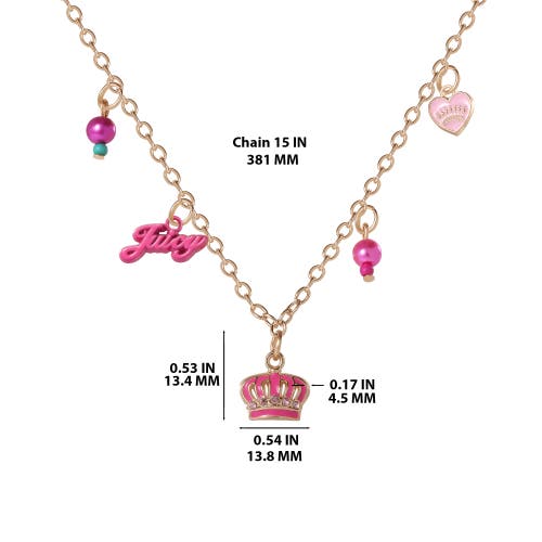 Juicy Couture Kids Crown "juicy" Charm Necklace In Multi