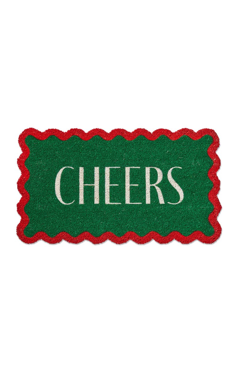 tag Cheers Scallop Shaped Coir Door Mat for Christmas Green, Main, color, Green