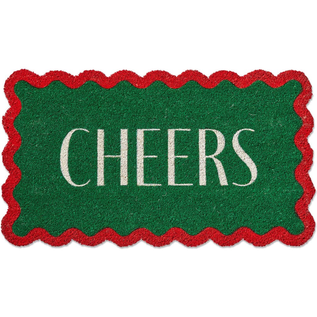 Tag Cheers Scallop Shaped Coir Door Mat For Christmas Green In Green