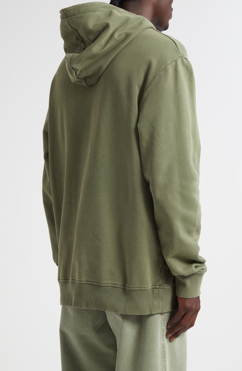 Balmain Oversize Vintage Emblem Cotton Hoodie, Alternate, color, Uia Kaki/ Kaki