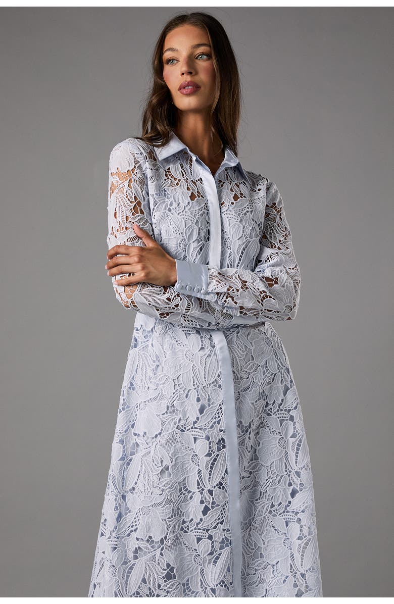 Coast Lace Long Sleeve Shirt Dress, Alternate, color, Light Blue