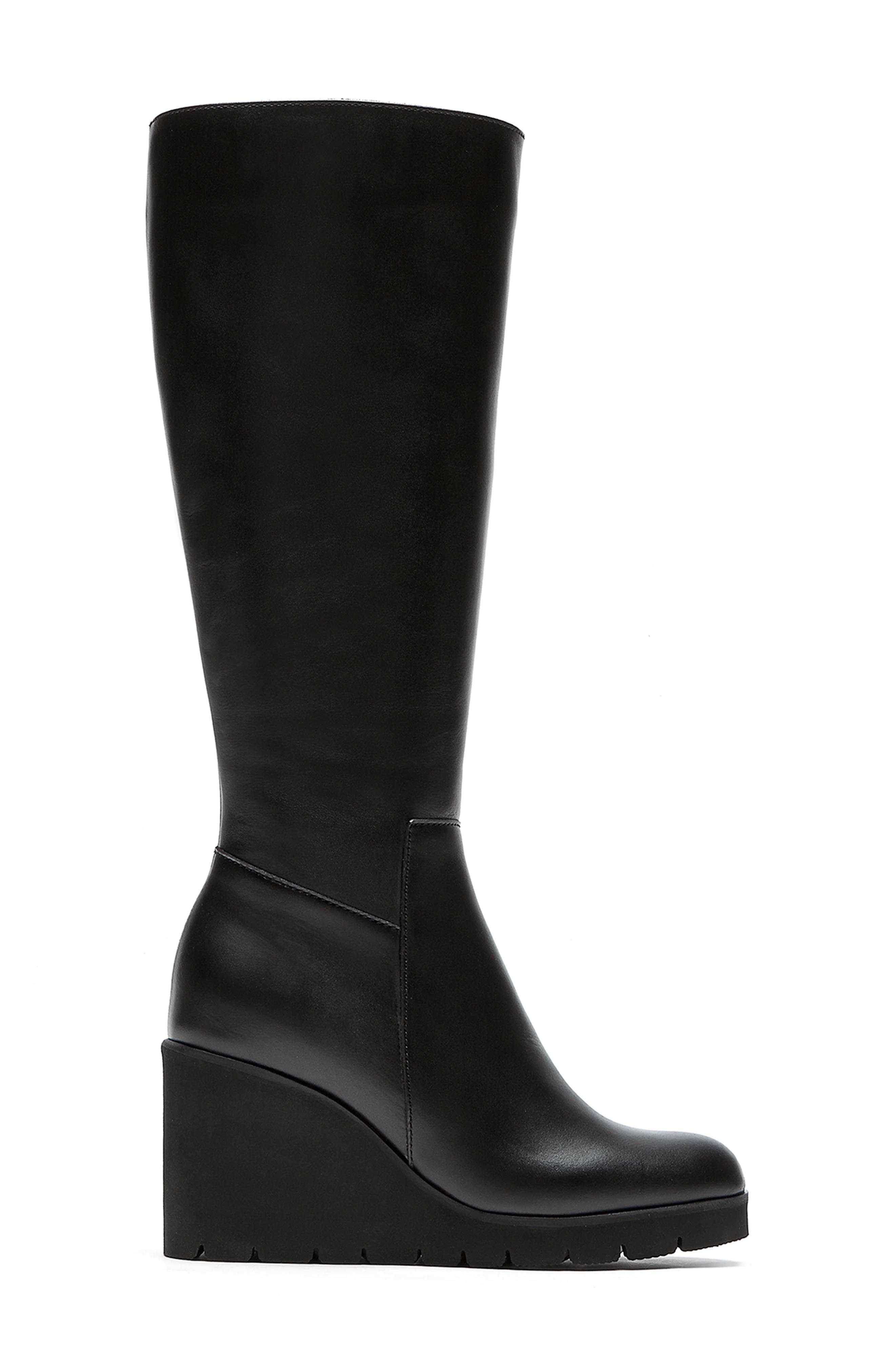 La Canadienne Goup Waterproof Knee High Wedge Boot, Alternate, color, Black Leather