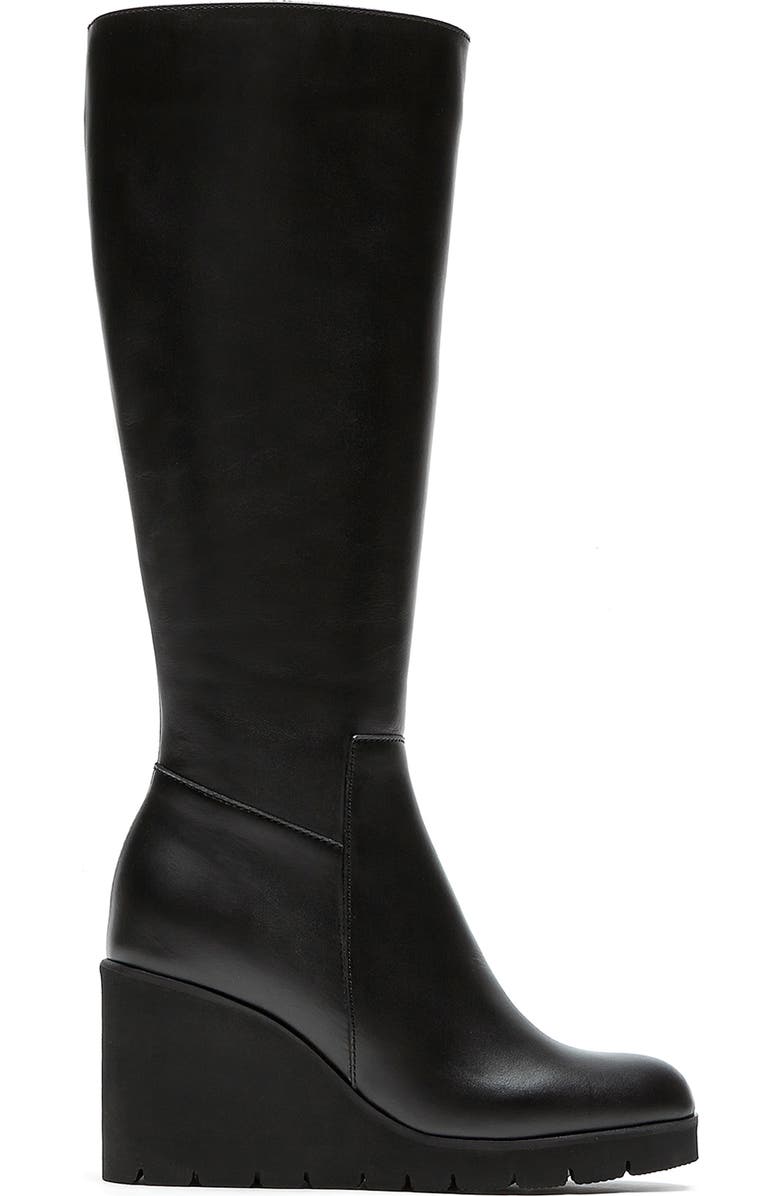 La Canadienne Goup Waterproof Knee High Wedge Boot, Alternate, color, Black Leather